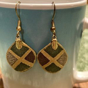 Painted leather dangle earrings